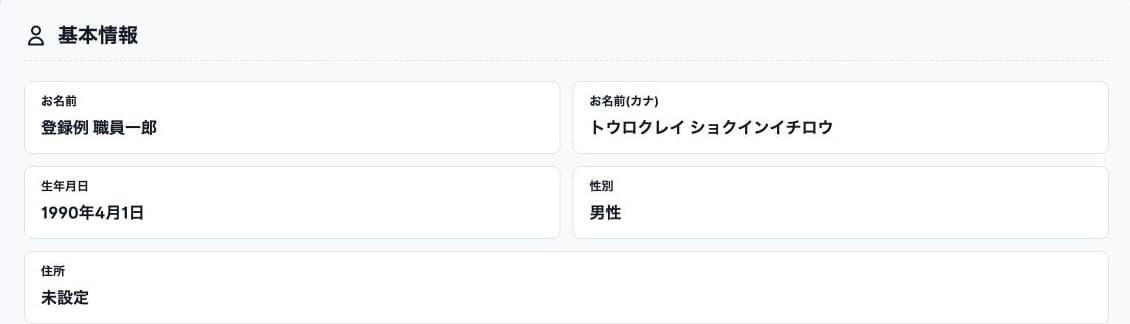 架空職員の氏名・カナ・生年月日・性別・住所