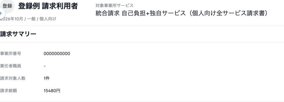 請求詳細の対象月・事業所番号・人数・総額